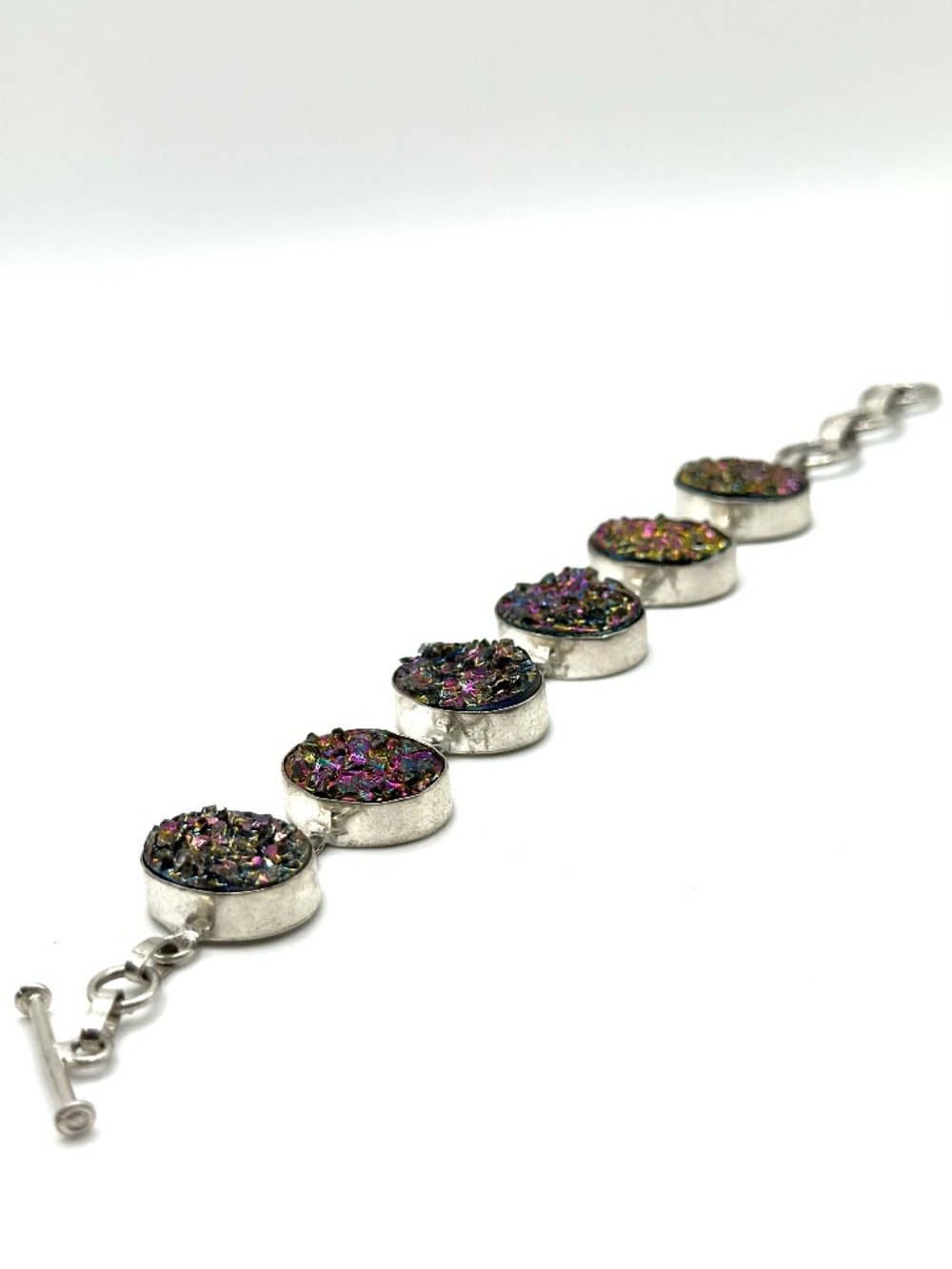 Sterling silver druzy quartz bracelet